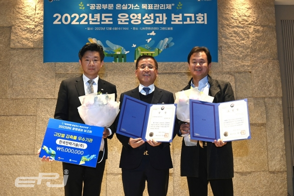 한전기술이 12월 6일 환경부에서 개최한 '공공부문 온실가스 목표관리제 운영성과 보고회'에서 환경부 장관 표창을 수상했다.